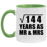 12th Anniversary Square Root of 144 Years As Mr & Mrs - 11oz Accent Mug Green
