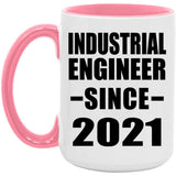 Industrial Engineer Since 2021 - 15oz Accent Mug Pink