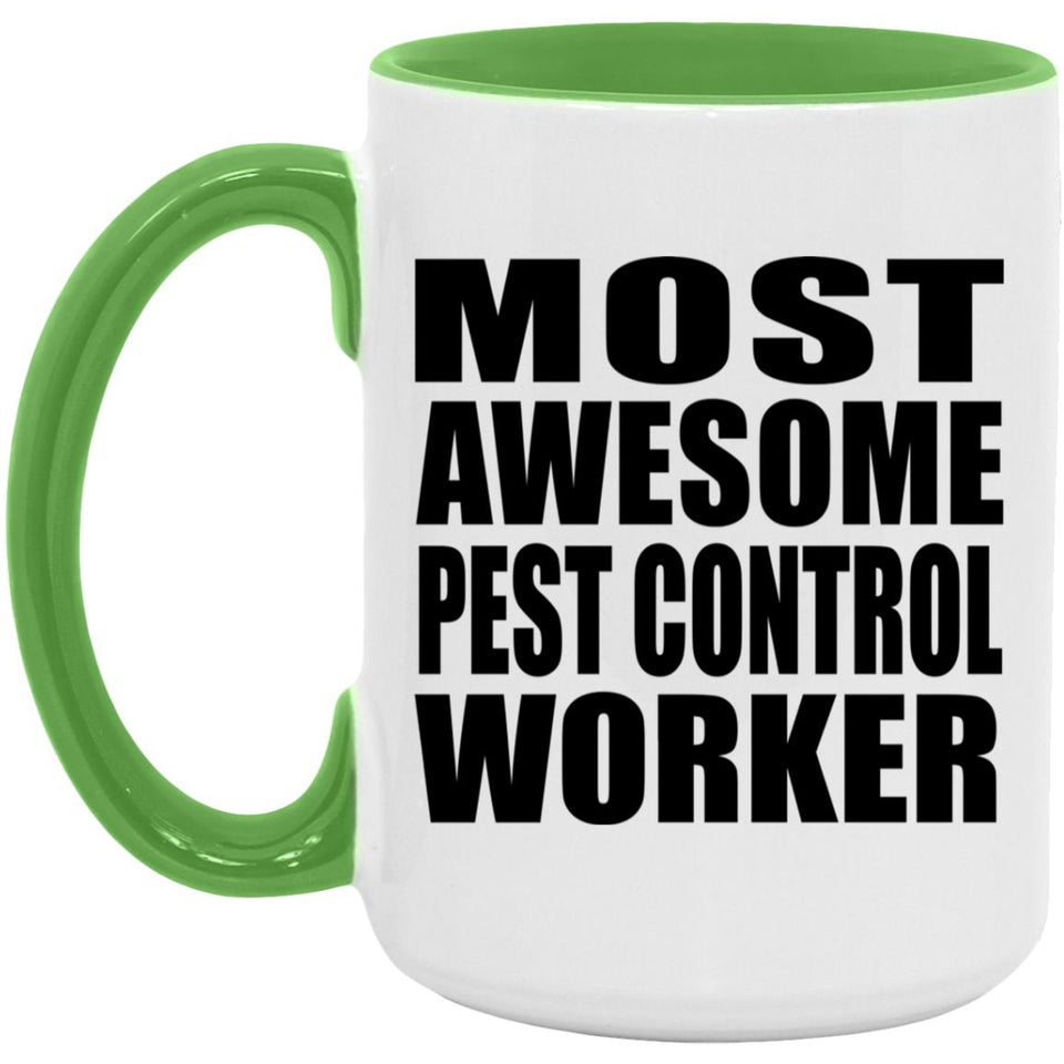 Most Awesome Pest Control Worker - 15oz Accent Mug Green