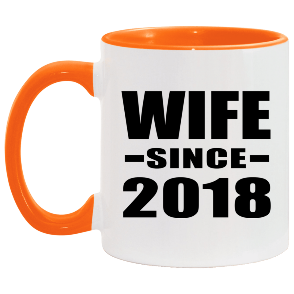 Wife Since 2018 - 11oz Accent Mug Orange
