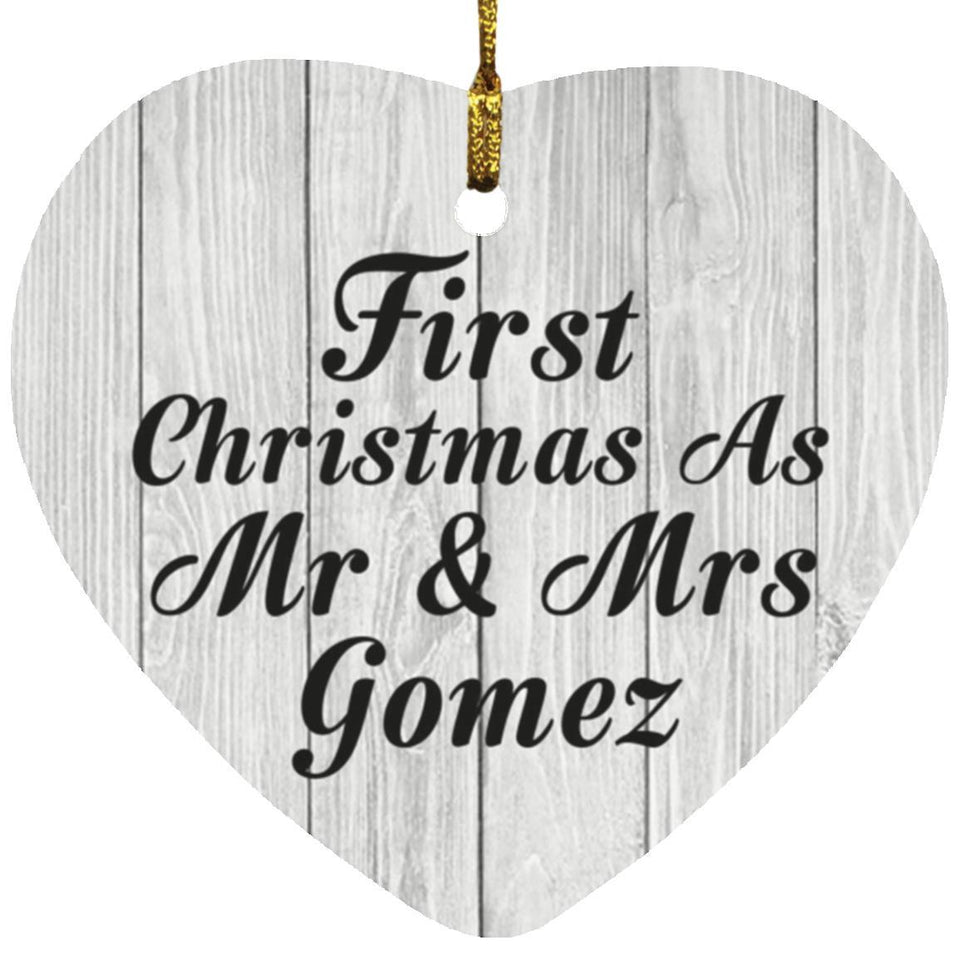 First Christmas As Mr & Mrs Gomez - Heart Ornament F