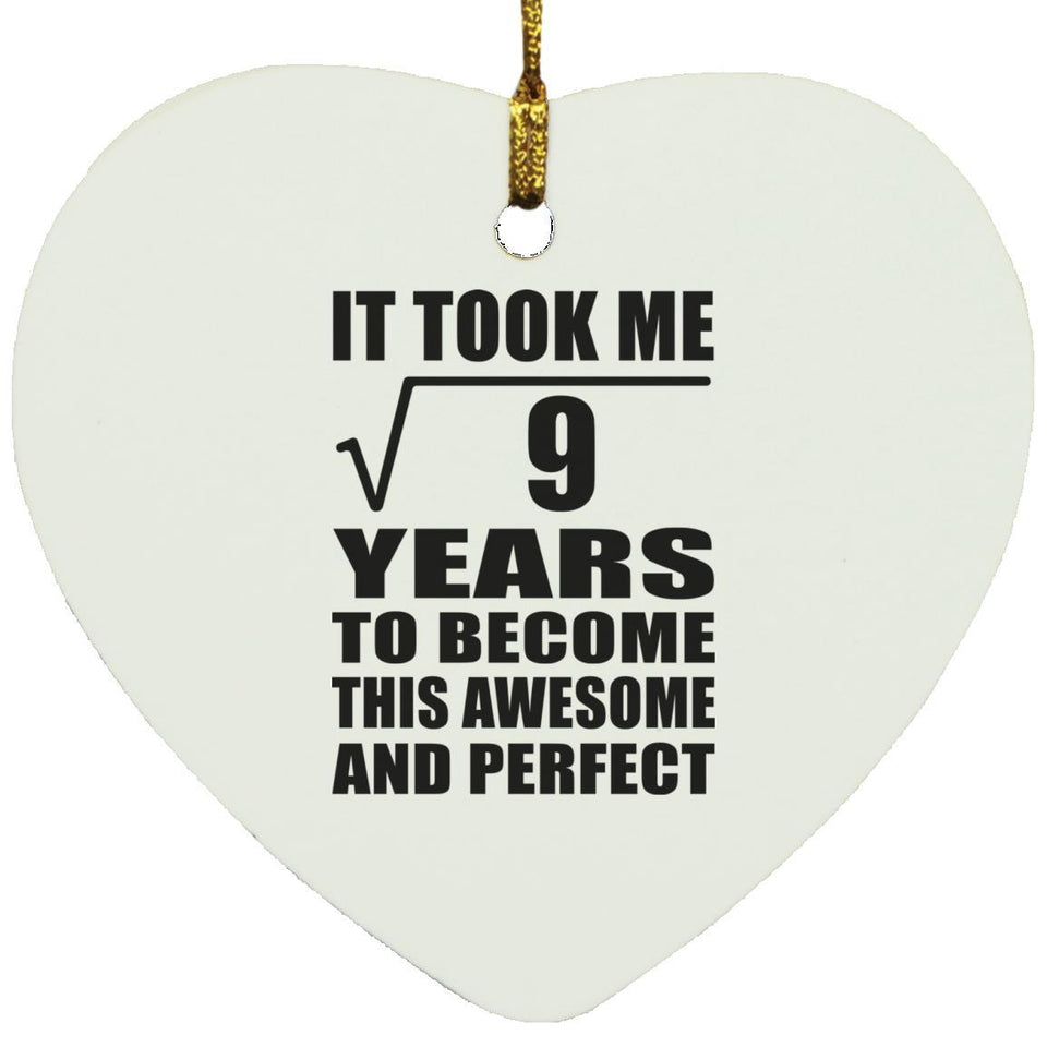 3rd Birthday Took Square Root of 9 Years To Awesome - Heart Ornament