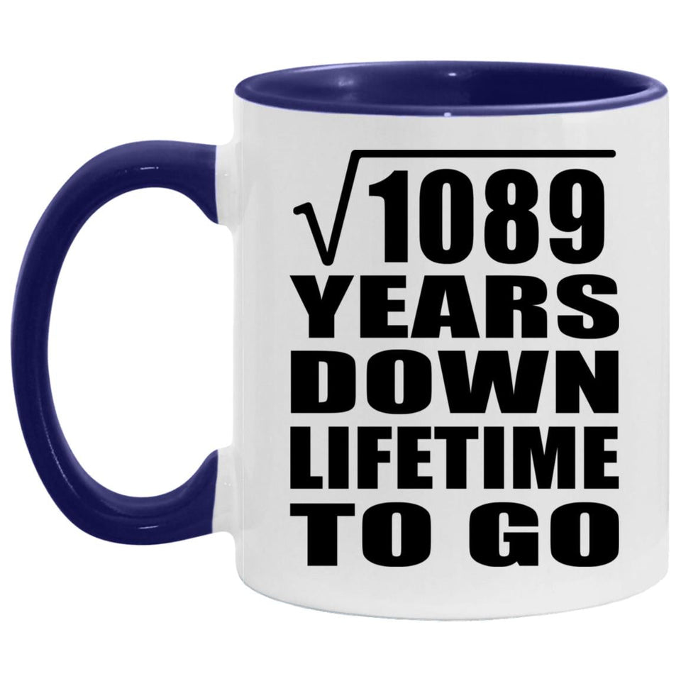 33rd Anniversary Square Root of 1089 Years Lifetime To Go - 11oz Accent Mug Purple