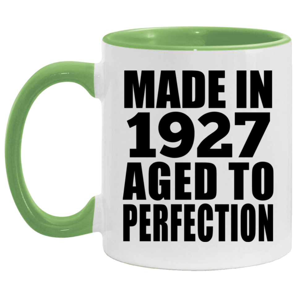 97th Birthday Made In 1927 Aged to Perfection - 11oz Accent Mug Green