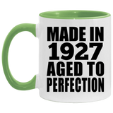 97th Birthday Made In 1927 Aged to Perfection - 11oz Accent Mug Green