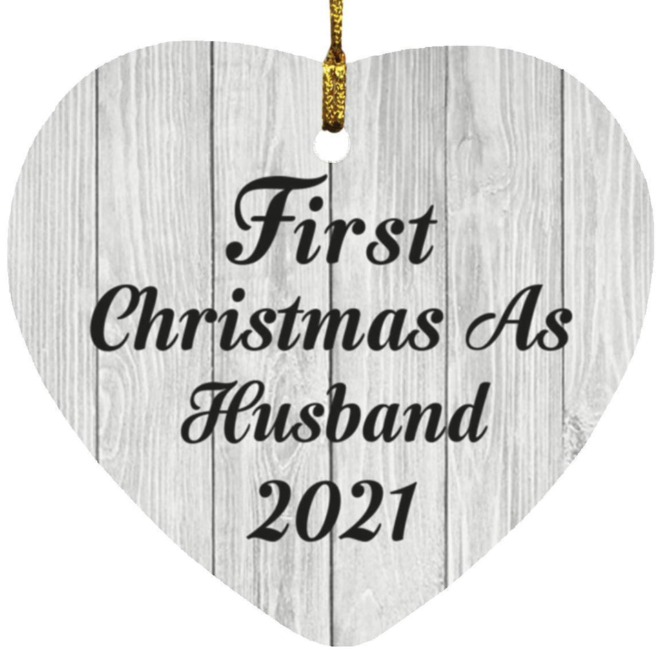 First Christmas As Husband 2021 - Heart Ornament F