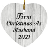 First Christmas As Husband 2021 - Heart Ornament F