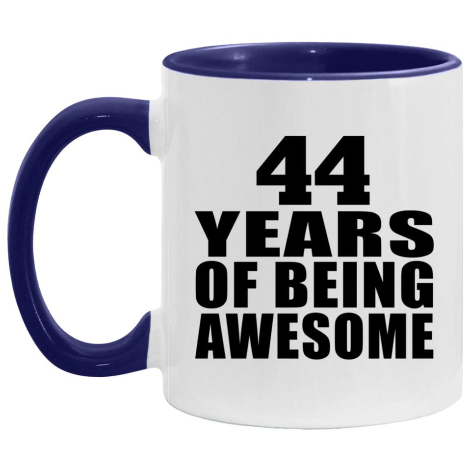 44th Birthday 44 Years Of Awesome - 11oz Accent Mug Purple