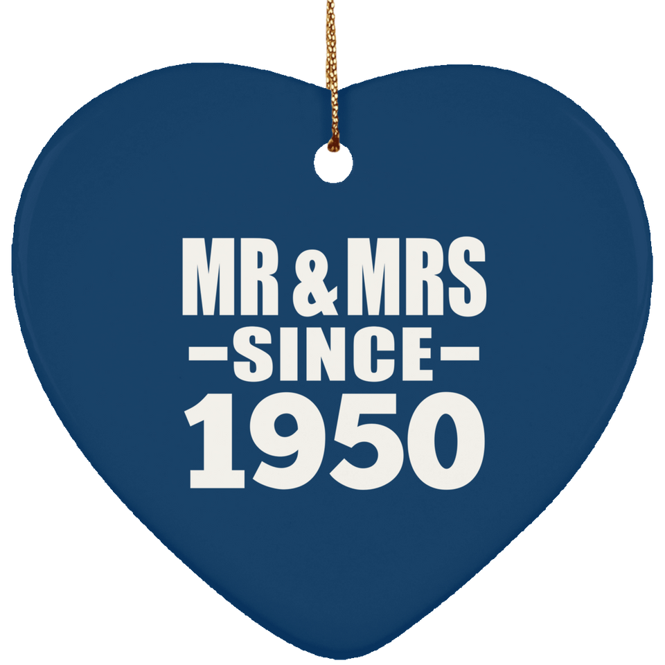 74th Anniversary Mr & Mrs Since 1950 - Heart Ornament
