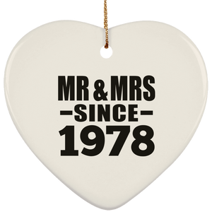 46th Anniversary Mr & Mrs Since 1978 - Heart Ornament
