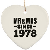 46th Anniversary Mr & Mrs Since 1978 - Heart Ornament
