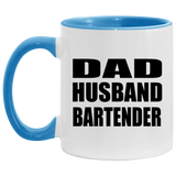 Dad Husband Bartender - 11oz Accent Mug Blue