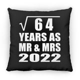 8th Anniversary Square Root of 64 Years As Mr & Mrs 2022 - Throw Pillow Black