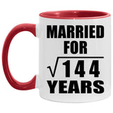 12th Anniversary Married For Square Root of 144 Years - 11oz Accent Mug Red