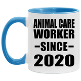 Animal Care Worker Since 2020 - 11oz Accent Mug Blue