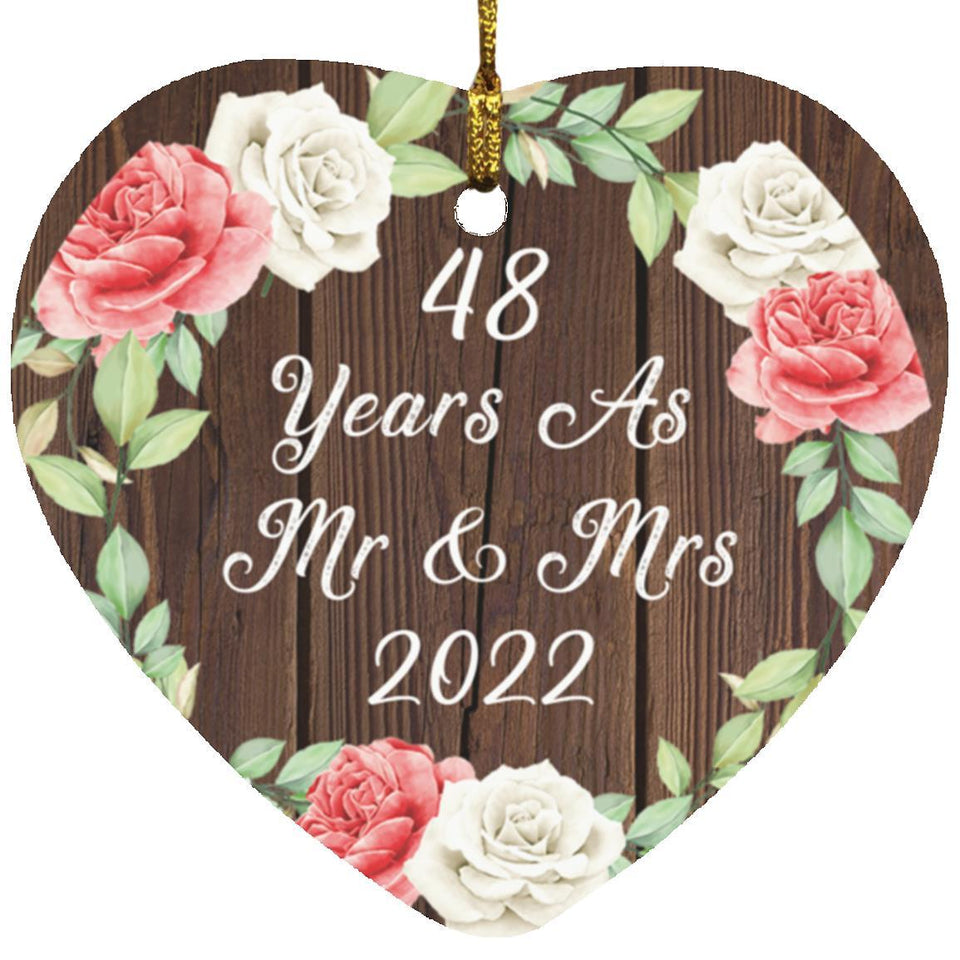 48th Anniversary 48 Years As Mr & Mrs 2022 - Heart Ornament A