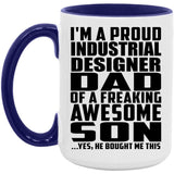Proud Industrial Designer Dad Of Awesome Son - 15oz Accent Mug Purple
