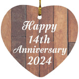 Happy 14th Anniversary 2024 - Heart Ornament E