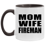 Mom Wife Fireman - 11oz Accent Mug Black