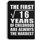4th Birthday Square Root of 16 Years of Childhood - Canvas Portrait