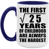 5th Birthday Square Root of 25 Years of Childhood - 15oz Accent Mug Purple