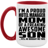 Proud Hotel Manager Mom Of Awesome Son - 15oz Accent Mug Red