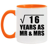 4th Anniversary Square Root of 16 Years As Mr & Mrs - 11oz Accent Mug Orange