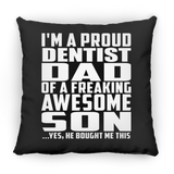 Proud Dentist Dad Of Awesome Son - Throw Pillow Black