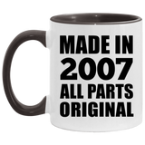 17th Birthday Made in 2007 All Parts Original - 11oz Accent Mug Black