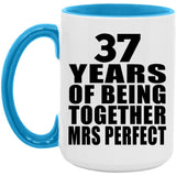 37th Anniversary 37 Years Of Being Mrs Perfect - 15oz Accent Mug Blue
