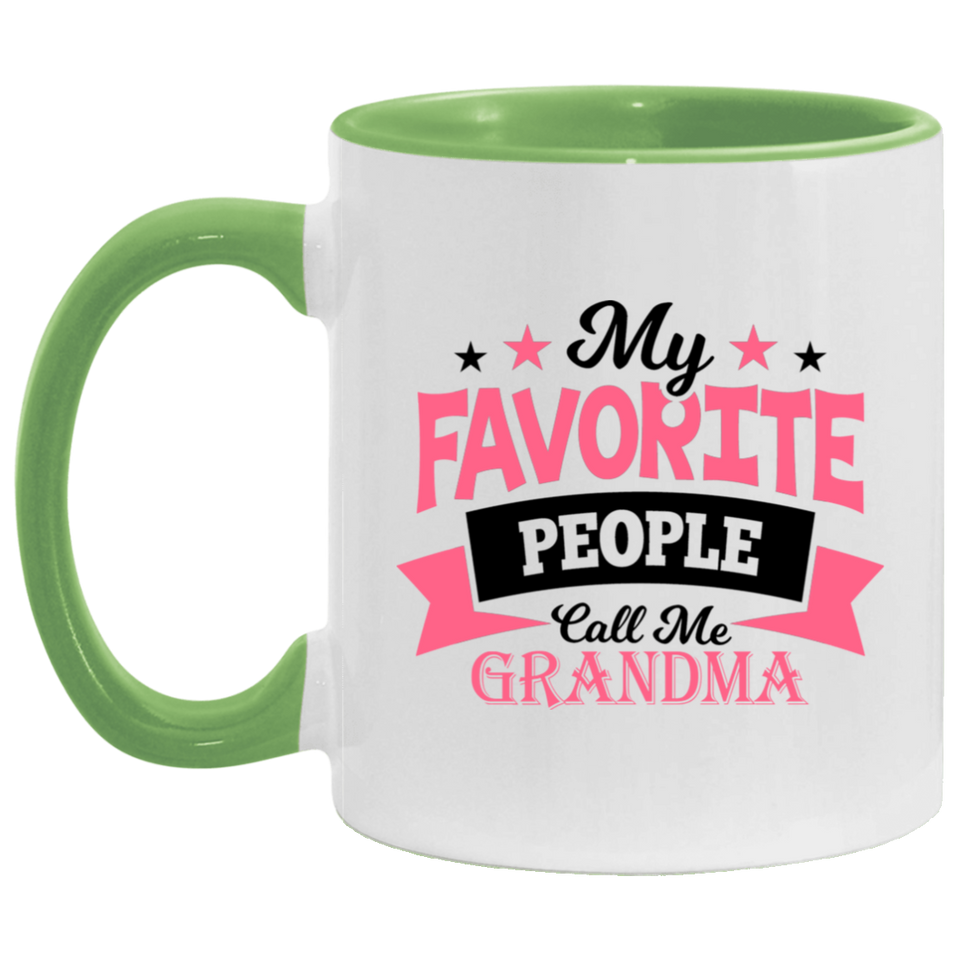 My Favorite People Call Me Grandma - 11oz Accent Mug Green