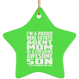 Proud Real Estate Agent Mom Of Awesome Son - Star Ornament