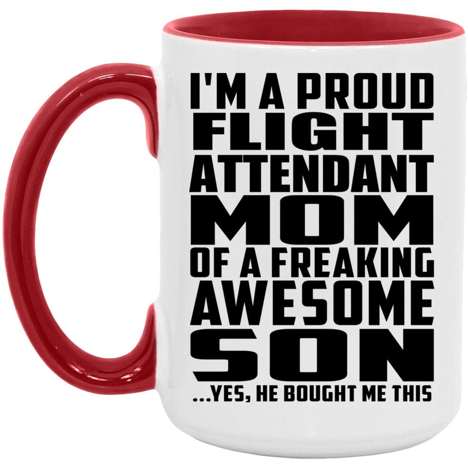 Proud Flight Attendant Mom Of Awesome Son - 15oz Accent Mug Red