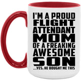 Proud Flight Attendant Mom Of Awesome Son - 15oz Accent Mug Red