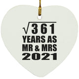 19th Anniversary Square Root of 361 Years As Mr & Mrs 2021 - Heart Ornament