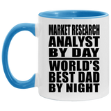 Market Research Analyst By Day World's Best Dad By Night - 11oz Accent Mug Blue
