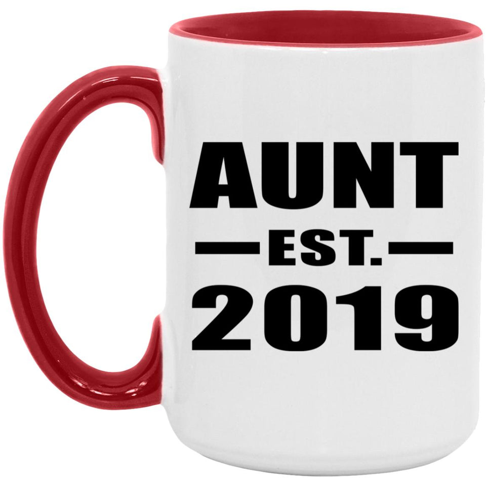 Aunt Established EST. 2019 - 15oz Accent Mug Red
