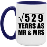 23rd Anniversary Square Root of 529 Years As Mr & Mrs - 15oz Accent Mug Purple