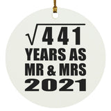 21st Anniversary Square Root of 441 Years As Mr & Mrs 2021 - Circle Ornament