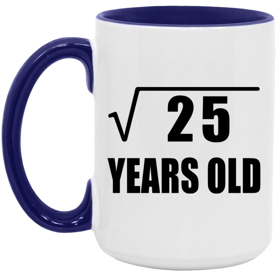 5th Birthday Square Root of 25 Years Old - 15oz Accent Mug Purple