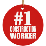 Number One #1 Construction Worker - Circle Ornament