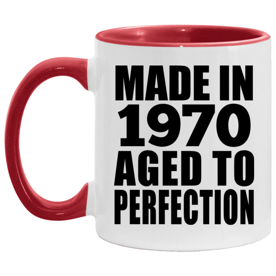 54th Birthday Made In 1970 Aged to Perfection - 11oz Accent Mug Red