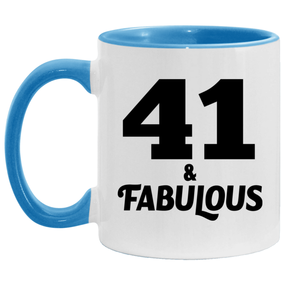 41st Birthday 41 & Fabulous - 11oz Accent Mug Blue