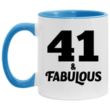 41st Birthday 41 & Fabulous - 11oz Accent Mug Blue