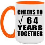 8th Anniversary Cheers To Square Root of 64 Years Together - 15oz Accent Mug Orange