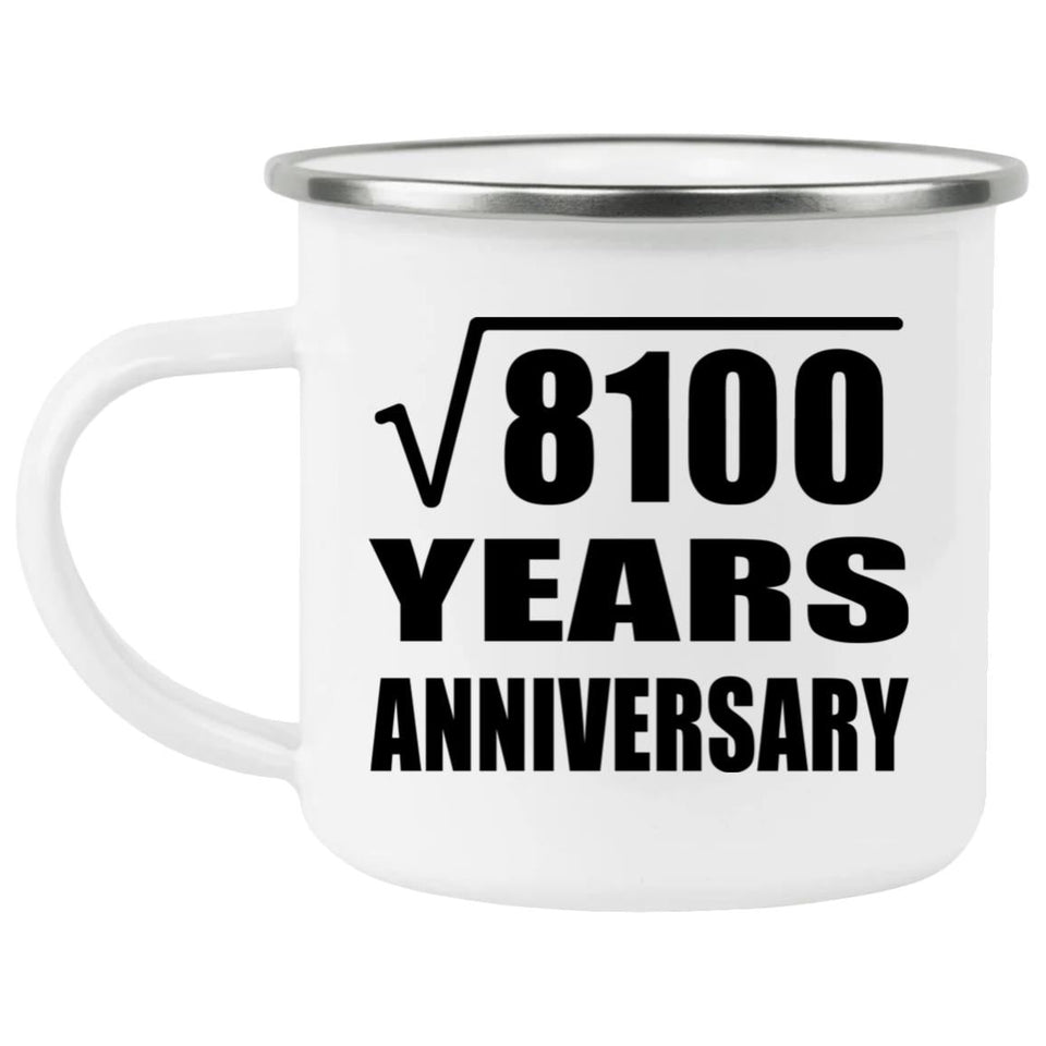 90th Anniversary Square Root of 8100 Years Anniversary - 12oz Camping Mug