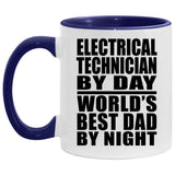 Electrical Technician By Day World's Best Dad By Night - 11oz Accent Mug Purple