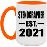 Stenographer Established EST. 2021 - 15oz Accent Mug Orange