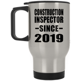 Construction Inspector Since 2019 - Silver Travel Mug