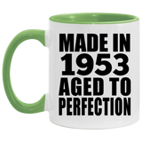 71st Birthday Made In 1953 Aged to Perfection - 11oz Accent Mug Green